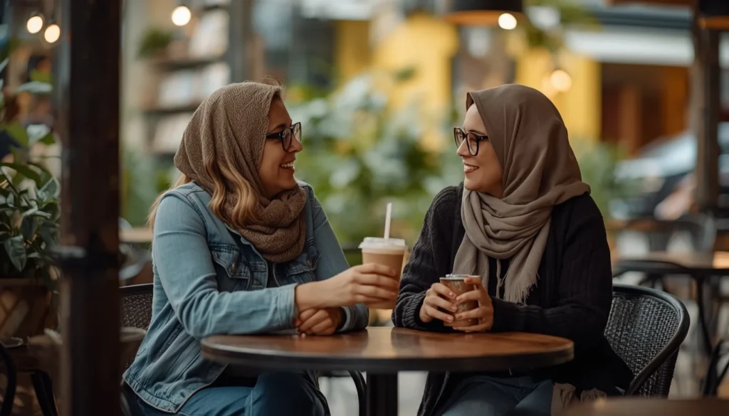 Mulheres maduras conversando e rindo, representando conexão social na maturidade