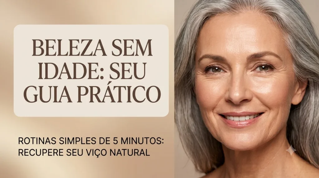 Banner de oferta do E-book Beleza Sem Idade: guia prático com rotina de 5 minutos para pele madura e viço natural.