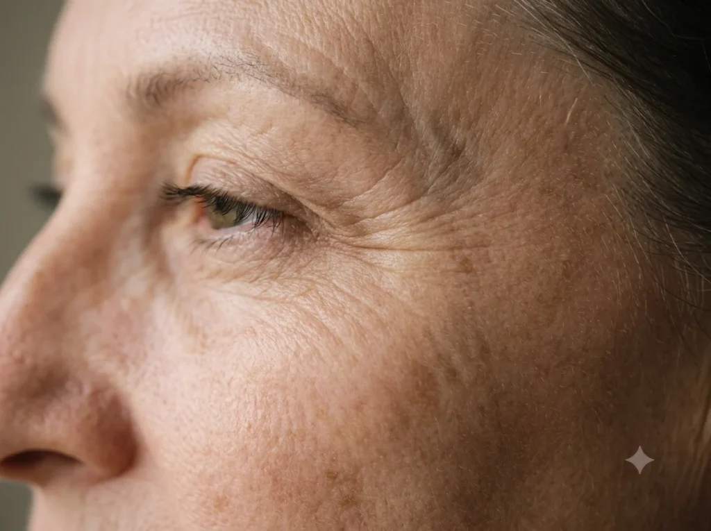 Textura da pele madura durante o período da menopausa
