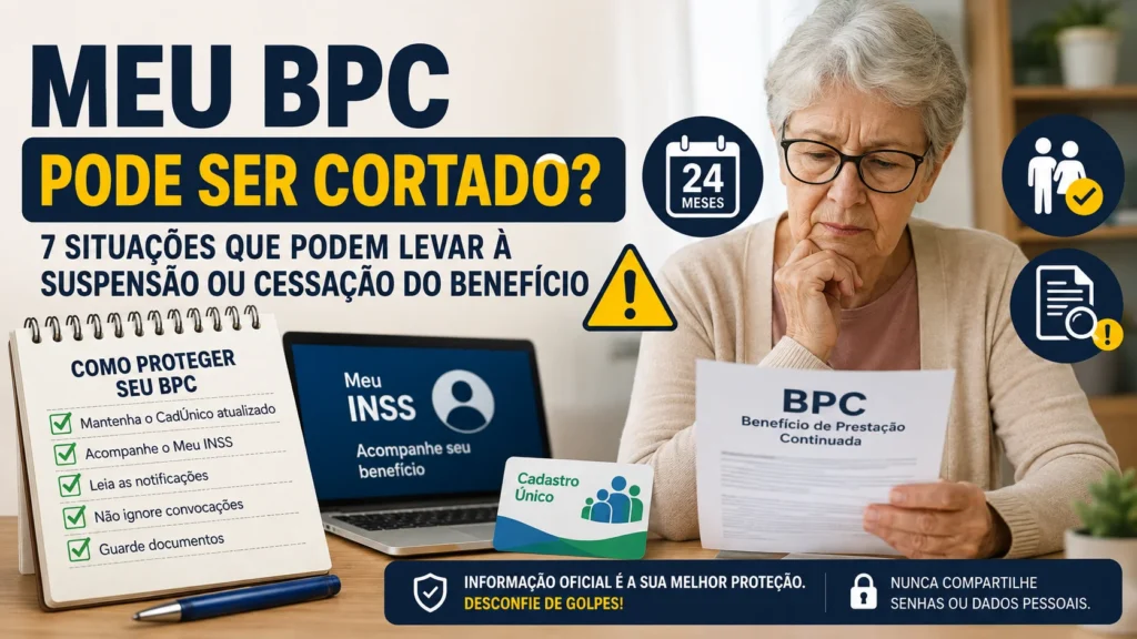 Meu BPC pode ser cortado: 7 situações que podem levar à suspensão ou cessação do benefício